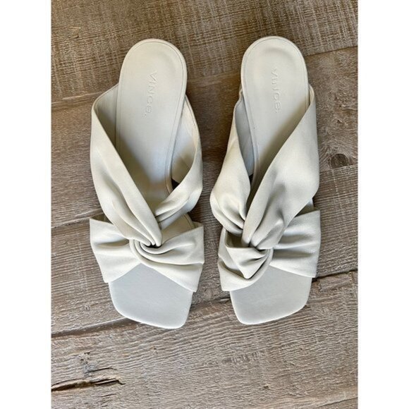 Vince Denise Knot Slide cream leather Sandals Slide size 39 - Picture 3 of 10